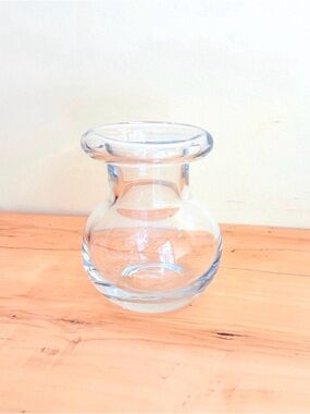 Vtg Italian Hand Blown Glass Hyacinth Bulb Vase Rolled Rim 60s Bud Vase MCM